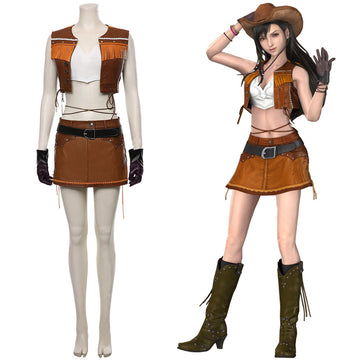 Final Fantasy VII Remake Tifa Lockhart Cosplay Costume The Cowboy Suit Halloween Carnival Costume